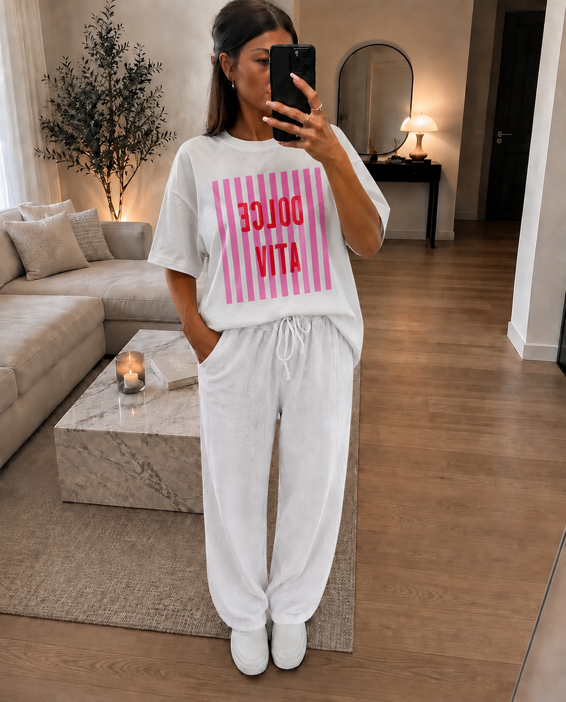 🩷 T-SHIRT DOLCE VITA EN COTON IMPRIMÉ – QUALITÉ PREMIUM