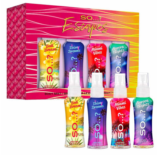 Coffret 4 Mini Brumes ✨ Escape Collection – Bali, Ibiza, Miami & Aurora