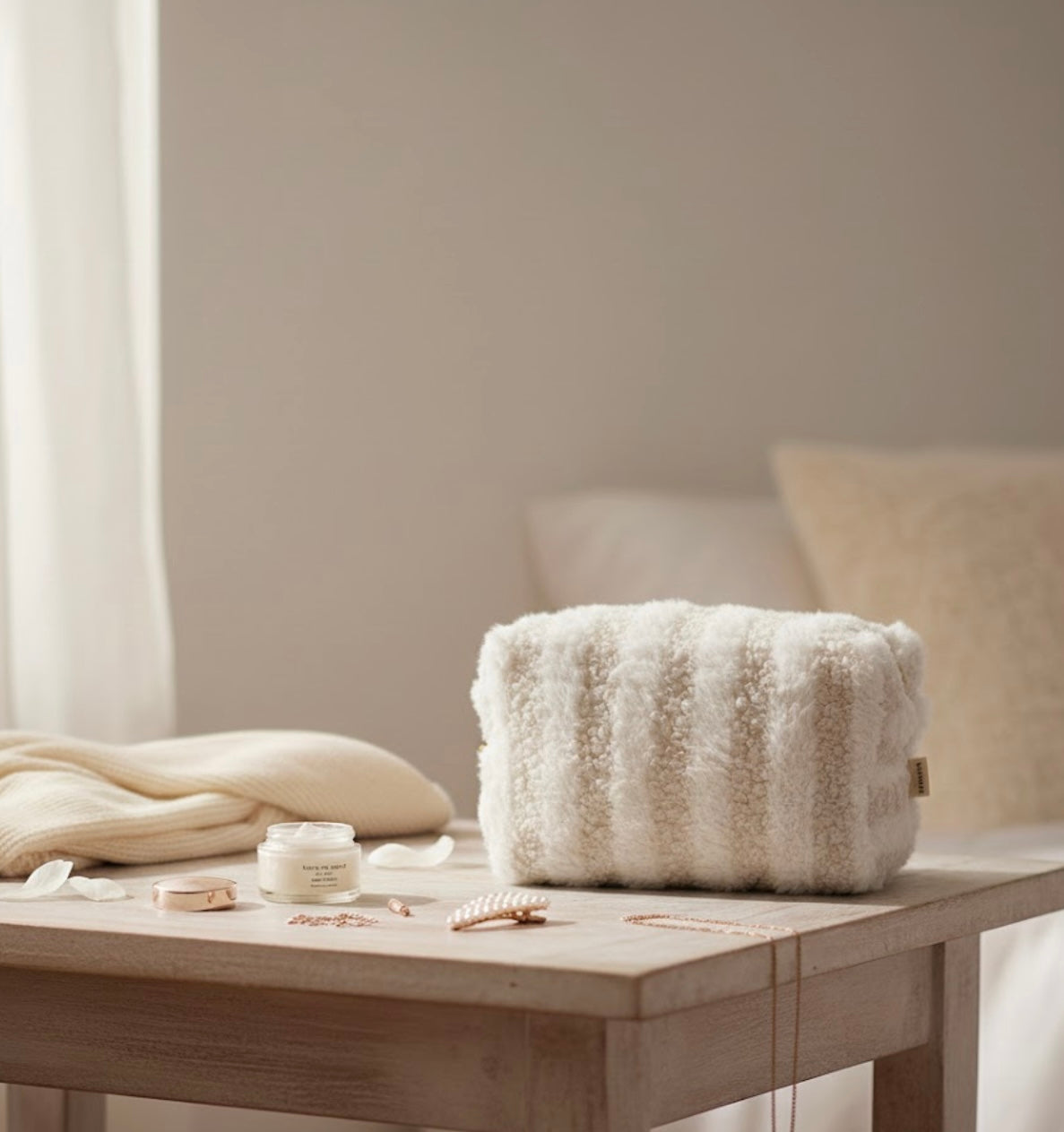 Trousse Teddy à rayures rectangulaire