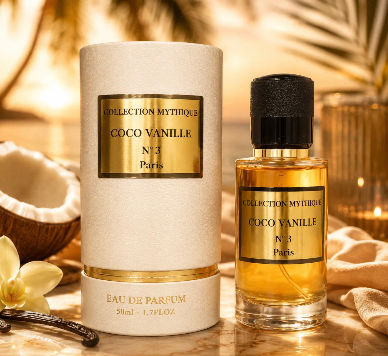 🥥🍦 COLLECTION MYTHIQUE COCO VANILLE – EAU DE PARFUM 50 ML ✨🤍🌴