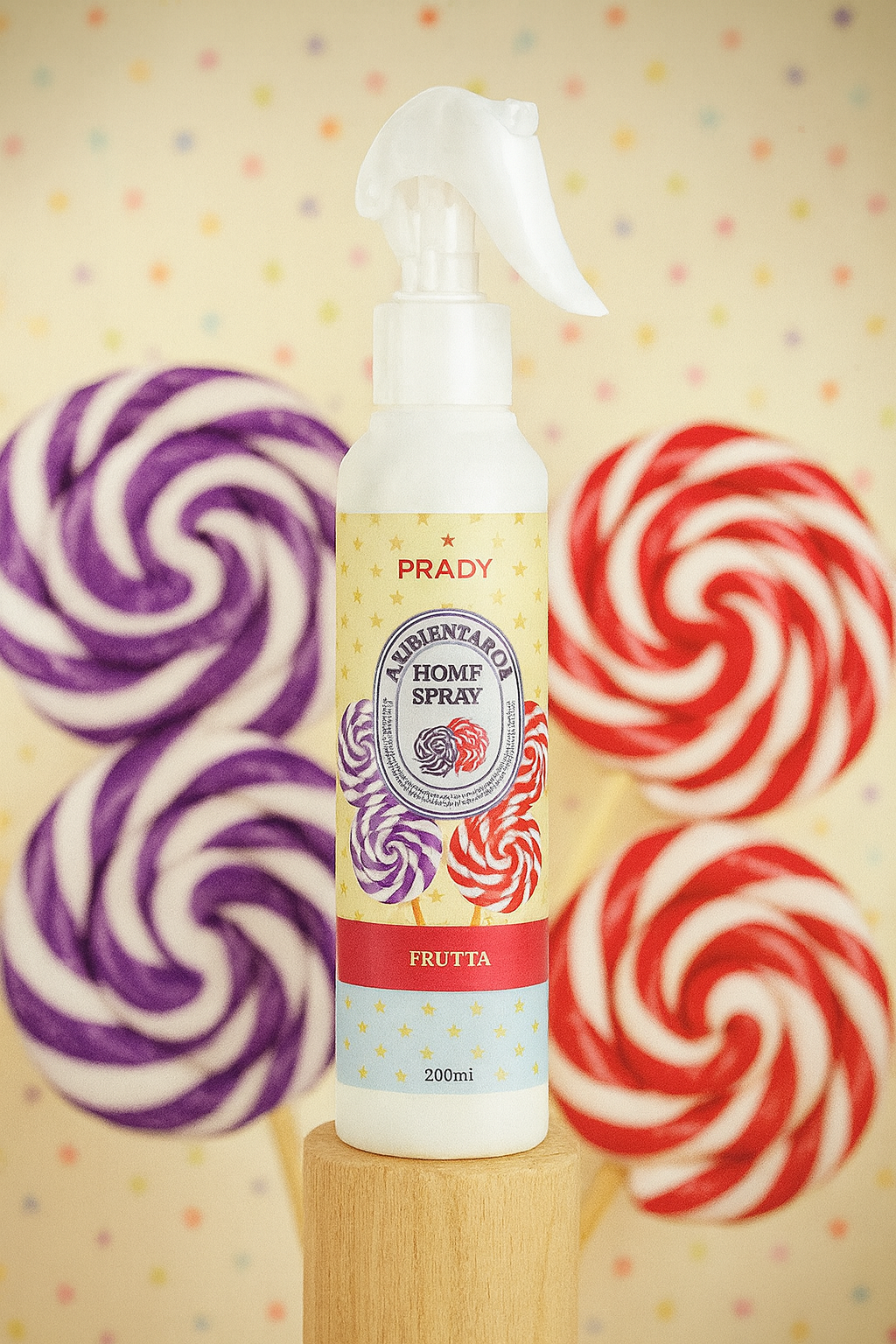 SPRAY D’AMBIANCE MAISON, TISSU & VOITURE PRADY – SUCETTE CANDY 220ML 🍭