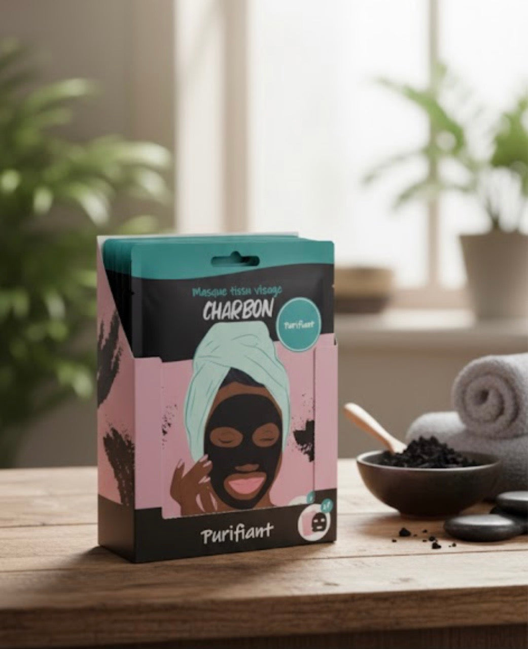 Masque Visage en Tissu Charbon