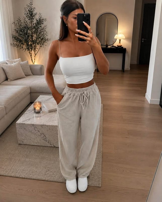 🤍 PANTALON EN GAZE DE COTON – TU 34/42 🤍
