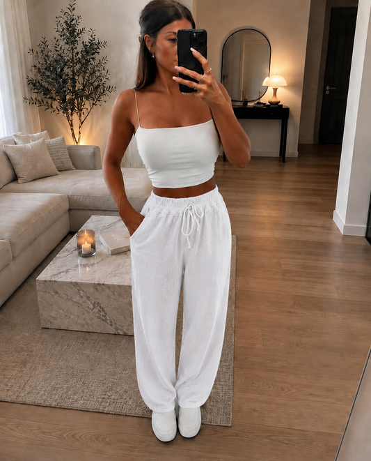 🤍 PANTALON EN GAZE DE COTON – TU 36/42 🤍