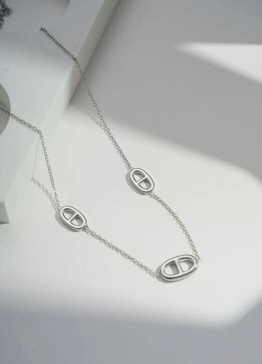Collier argent - motif ovale