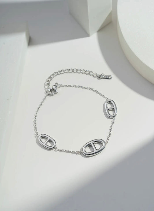 Bracelet ovale - argent