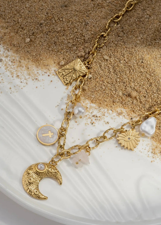 Collier Céleste doré - Charms lune