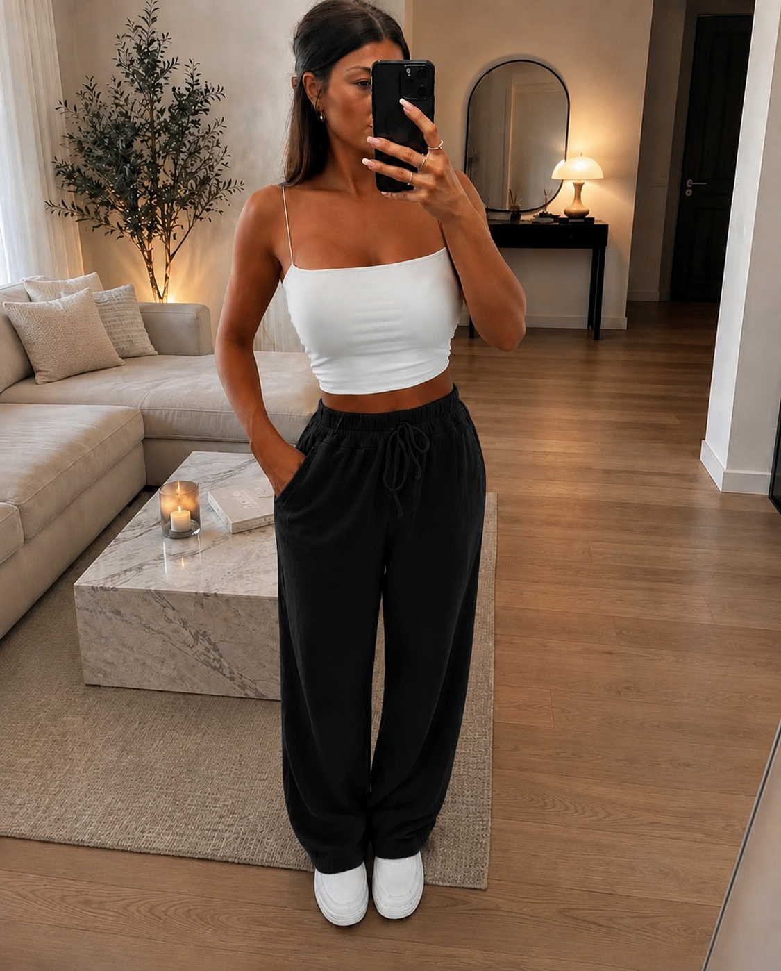🖤 PANTALON EN GAZE DE COTON – TU 34/42