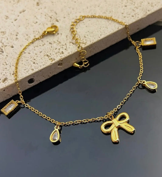 Bracelet cheville infini - goutte d’eau