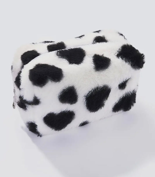 Trousse fourrure - motif cœur