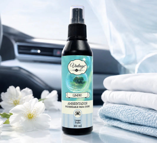 🚗🧺 VOITURE SPRAY VINTAGE HOME – LINGE FRAIS 100 ML ✨🤍🌿
