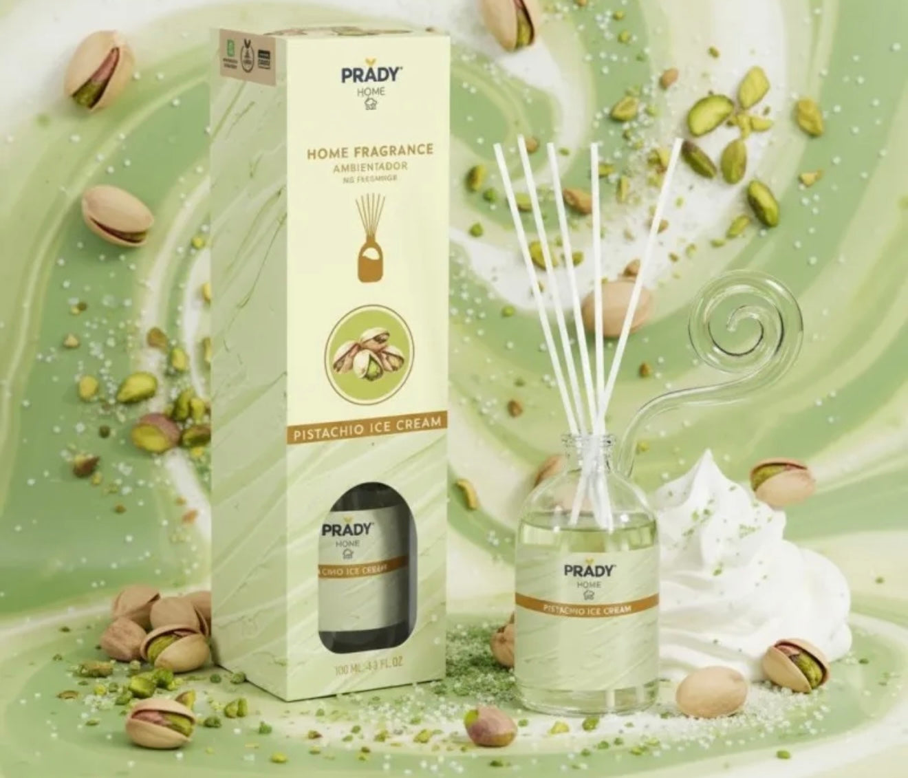 Diffuseur à Bâtonnets – Senteur Pistache Glacée 100 ml | Prady