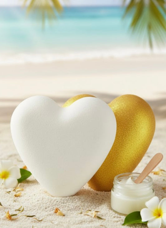 Bombe de bain Cœur blanc/doré - Monoï