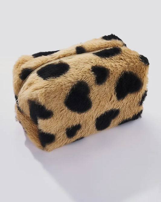 Trousse fourrure - motif cœur