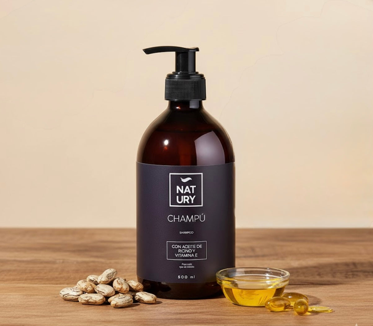 Shampoing naturel à l’huile de ricin & vitamine E - 500 ml