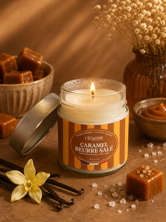 BOUGIE PARFUMÉE CARAMEL BEURRE 🧈 SALÉ