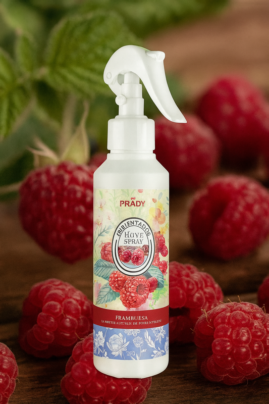 SPRAY D’AMBIANCE MAISON, TISSU & VOITURE PRADY – FRAMBOISE 220ML 🍇